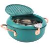 Fryer Pot, Frying Pot with Thermometer Japanese Stainless Steel Fryer Pan for Induction Cooker Deep Green view 4