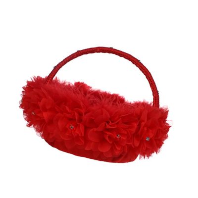 Black Basket Small Girl Basket Lace Round with Handle for Weddings Photo Props-Red White