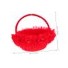 Black Basket Small Girl Basket Lace Round with Handle for Weddings Photo Props-Red White view 2
