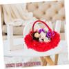 Black Basket Small Girl Basket Lace Round with Handle for Weddings Photo Props-Red White view 3