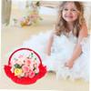 Black Basket Small Girl Basket Lace Round with Handle for Weddings Photo Props-Red White view 4