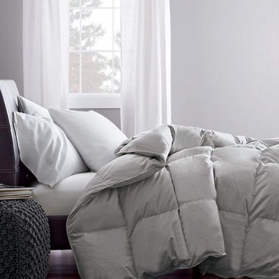 AHJ Beddings 5 Piece Comforter Set with 18 inches Deep Pocket Sheet Set and 500GSM Comforter - 600 Thread Counts, 100% Egyptian Cotton - King Size, Silver Grey Solid