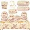 24 Guests Wizard Party Supplies Welcome Wizard Party Decorations Halloween Tableware Sets Includes Magical Plates Magical Theme Tablecloth Forks Napkins for Baby Shower Boy Girl Birthday view 1