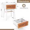 Giantex Rattan Nightstand Set of 2, Boho End Side Table with Rattan Decorated Storage Drawer & Solid Wood Legs, Mid-Century Modern Bedside Table for Bedroom Small Space, Easy Assembly view 3