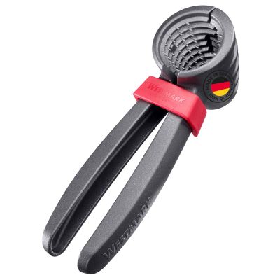 Westmark Nutsprofi - Heavy Duty Nutcracker for Walnuts, Brazil Nuts and Hazelnuts, Effortless Use, Includes Clip to Hold Tongs Together - Aluminium, Anthracite/Red