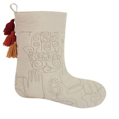 Peking Handicraft Hamsa Quilted Stocking with Tassel, 20-inch Length, Cotton, Christmas, Home Dcor, Holiday Tradition