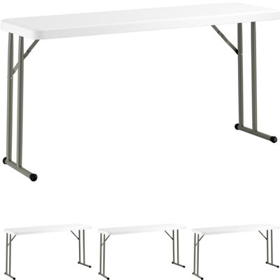 Mix.Home 4 Pack! 18" x 72" Folding Table, Granite White Plastic Folding Training and Event Table, Skinny Folding Table, Narrow Folding Table, Long Folding Table, Folding Training Tables
