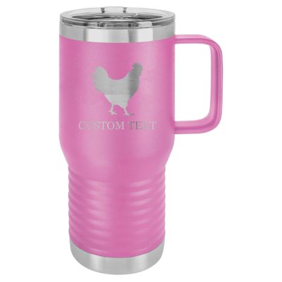 20-Ounce Vacuum Insulated Stainless Steel Tumbler Customized Double-Walled Laser Engraved Coffee Closing Travel Mug, Pink Sussex Chicken, Personalized