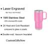 20-Ounce Vacuum Insulated Stainless Steel Tumbler Customized Double-Walled Laser Engraved Coffee Closing Travel Mug, Pink Sussex Chicken, Personalized view 3