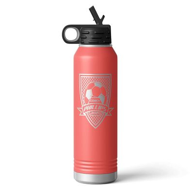 Alterd Industries Soccer Coach Gift - Soccer Coach Gifts Tumbler | soccer coach gifts for men | Girls Soccer Coach Gifts | Soccer coach ideas (Soccer Crest, Coral, 32oz Water Bottle)
