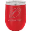 12-Ounce Vacuum Insulated Stainless Steel Wine Tumbler Customized Double-Walled Laser Engraved Liquor Alcohol Coffee Closing Travel Mug, Red Football, Personalized view 1