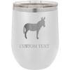 12-Ounce Vacuum Insulated Stainless Steel Wine Tumbler Customized Double-Walled Laser Engraved Liquor Alcohol Coffee Closing Travel Mug, White Donkey, Personalized view 1