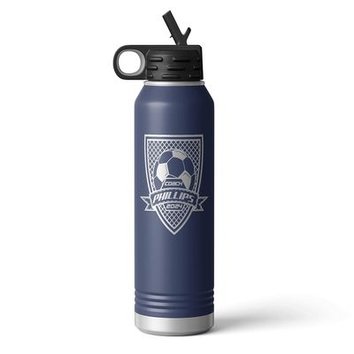 Alterd Industries Soccer Coach Gift - Soccer Coach Gifts Tumbler | soccer coach gifts for men | Girls Soccer Coach Gifts | Soccer coach ideas (Soccer Crest, Navy, 32oz Water Bottle)