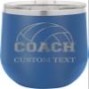 12-Ounce Vacuum Insulated Stainless Steel Wine Tumbler Customized Double-Walled Laser Engraved Liquor Alcohol Coffee Closing Travel Mug, Light Blue Volleyball Coach, Personalized view 1