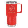 20-Ounce Vacuum Insulated Stainless Steel Tumbler Customized Double-Walled Laser Engraved Coffee Closing Travel Mug, Red Outlined Volleyball, Personalized view 1