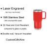20-Ounce Vacuum Insulated Stainless Steel Tumbler Customized Double-Walled Laser Engraved Coffee Closing Travel Mug, Red Outlined Volleyball, Personalized view 3