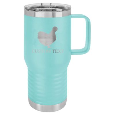 20-Ounce Vacuum Insulated Stainless Steel Tumbler Customized Double-Walled Laser Engraved Coffee Closing Travel Mug, Teal Silkie Chicken, Personalized