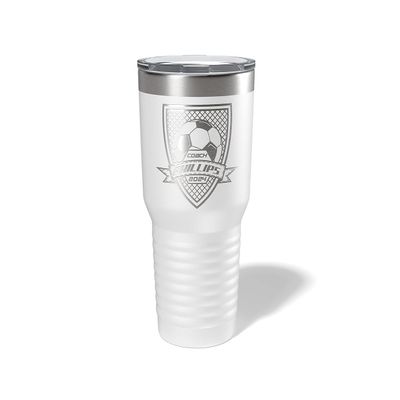 Alterd Industries Soccer Coach Gift - Soccer Coach Gifts Tumbler | soccer coach gifts for men | Girls Soccer Coach Gifts | Soccer coach ideas (Soccer Crest, White, 30oz Tumbler)