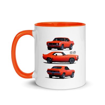 1969 Camaro SS Orange Muscle Car Collector Mug with Color Inside
