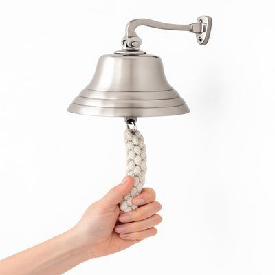 ACL Bar Accessories for Home Pub Hand Bell Wall Mounted Bar Bell Nautical Decorations Unique Silver Bell with Crisp Loud Sounds Ideal for Christmas, Reception, Pubs (8 Inch)