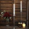 Tableclothsfactory 2 Pack | 26" Tall Clear Crystal Glass Hurricane Taper Candle Holders with Cylinder Chimney Tubes view 2
