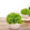Tableclothsfactory 2 Pack | Potted Artificial Boxwood Topiary, Faux Plants Greenery in Gray Planter Pots - 5" view 1
