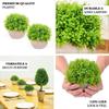 Tableclothsfactory 2 Pack | Potted Artificial Boxwood Topiary, Faux Plants Greenery in Gray Planter Pots - 5" view 4