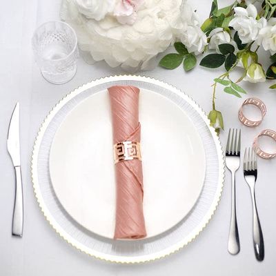 Tableclothsfactory Pack of 5 - Dusty Rose Accordion Crinkle Taffeta Napkins - Impeccable Metallic Glint - Perfect for Wedding Ceremonies, Birthday, Party, Event, Banquet, Restaurant Tableware - 20" x