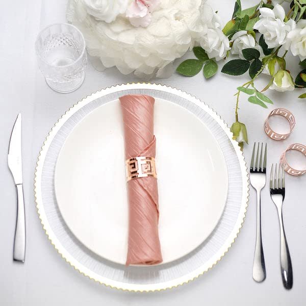 Tableclothsfactory Pack of 5 - Dusty Rose Accordion Crinkle Taffeta Napkins - Impeccable Metallic Glint - Perfect for Wedding Ceremonies, Birthday, Party, Event, Banquet, Restaurant Tableware - 20" x