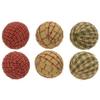 6 Burgundy Tan Homespun Gingham Rag Balls 2.25" Primitive Bowl Fillers for Kitchen, Farmhouse, Holiday, Home Decor view 2