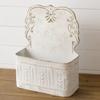 French Country Farmhouse Aged White Metal Wall Basket Hanging Planter Bin for Kitchen, Farmhouse, Holiday, Home Decor view 2