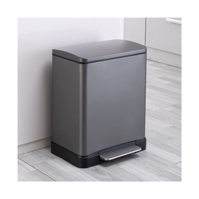 HASMI Bathroom Trash can Stainless Steel Large Capacity Foot-Operated Trash Can for Household Kitchen, 20L/30L Kitchen Trash Can (Color : Black, Size : M), yuqing2022