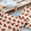 Waterproof Pillow Covers for Couch Throw Pillow Cases Set of 2, Farm Watermelon Decorative Cushion Pillow Covers 18x18In,Indoor Outdoor Decoration Summer Farmhouse Fruit Tile view 2