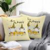 Chucoco Waterproof Pillow Covers for Couch Throw Pillow Cases Set of 2, Farmhouse Gnome Spring Bee and Flower Decorative Cushion Pillow Covers 18x18In,Indoor Outdoor Decoration Cream Yellow view 2