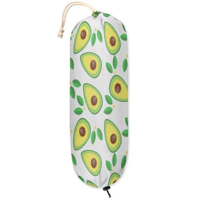 Avocado Cartoon Style Plastic Bag Holder Cute Wall Mount Plastic Bag Organizer Reusable Large Grocery Bag Storage Dispenser for Home Kitchen Travelling 22"x9"