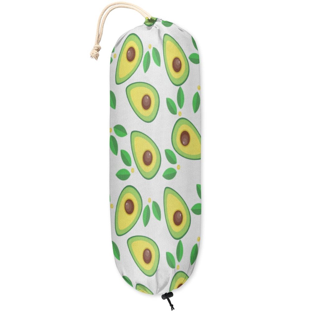 Avocado Cartoon Style Plastic Bag Holder Cute Wall Mount Plastic Bag Organizer Reusable Large Grocery Bag Storage Dispenser for Home Kitchen Travelling 22"x9"