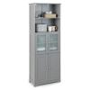 Tangkula Tall Bathroom Storage Cabinet, Freestanding Floor Cabinet w/2 Glass Doors & 2 Open Shelves, 3-Position Adjustable Shelves, Anti-toppling Design, 64 Tall Pantry Cupboard for Kitchen view 1