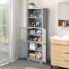 Tangkula Tall Bathroom Storage Cabinet, Freestanding Floor Cabinet w/2 Glass Doors & 2 Open Shelves, 3-Position Adjustable Shelves, Anti-toppling Design, 64 Tall Pantry Cupboard for Kitchen view 2