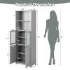 Tangkula Tall Bathroom Storage Cabinet, Freestanding Floor Cabinet w/2 Glass Doors & 2 Open Shelves, 3-Position Adjustable Shelves, Anti-toppling Design, 64 Tall Pantry Cupboard for Kitchen view 3