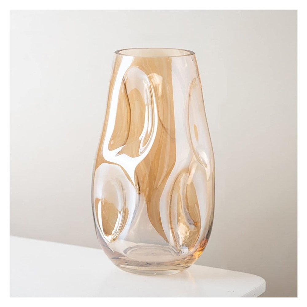 Flower Vase Modern, Simple and Irregular, Special-Shaped Stained Glass vase, Living Room Desktop Flower Arrangement, Home Decoration Vase for Decor (Size : L)