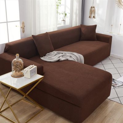 MIPOPS Velvet Sofa Cover Stretch Universal Elastic Couch Cushion Slipcovers Anti-Slip L Shape Sofa Cushion Slipcover Chaise Lounge Furniture Protector(C,2 Seats 145-185cm)