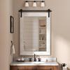 COGOOD Farmhouse Bathroom Mirror - 42 x 29 Rustic Barn Door Style Mirror for Living Room, Entryway, Vanity Wall Decor (White) view 3
