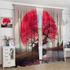 Japanese Red Tree Blackout Curtains, Red Moon Side by The Lake, Abstract Watercolor Eastern Art Style Romantic Cherry Blossom Floral Scenery Curtains for Living Room Bedroom 63x72in view 4