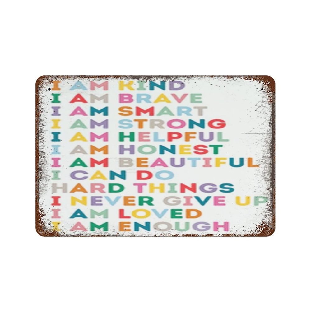 Kids Positive Affirmation Personalized Metal Tin SignMotivational Wall- Positive Inspirational Quotes - Uplifting Encouragement Gifts for Women, Men. GymSports Home,Office Wall Decor 5.58 inch