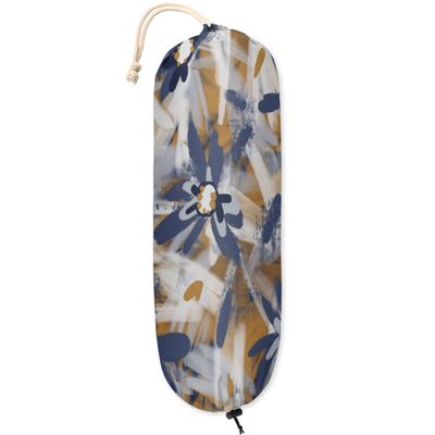 Abstract Floral Plastic Bag Holder Cute Wall Mount Plastic Bag Organizer Reusable Large Grocery Bag Storage Dispenser for Home Kitchen Travelling 22"x9"