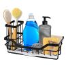 KKREJA Kitchen Sink Caddy Stainless Steel Sink Organizer with Detachable Brush Holder Sponge Holder with Removable Drip Tray for Countertop Storage view 1