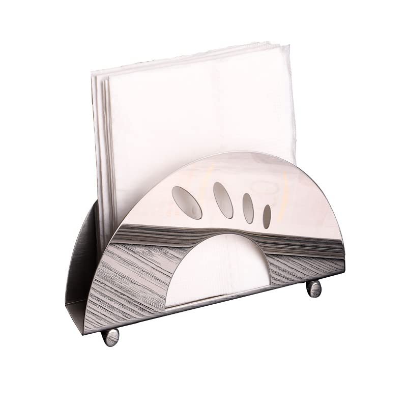 LUCBEI Tissue Box Holder Fashion Stainless Steel Paper Towel Seat Table Paper Napkin Holder Square Towel Clip Western Cafe Semi-Circle Vertical Paper Towel Holder Decorative Napkin Holder