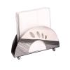 LUCBEI Tissue Box Holder Fashion Stainless Steel Paper Towel Seat Table Paper Napkin Holder Square Towel Clip Western Cafe Semi-Circle Vertical Paper Towel Holder Decorative Napkin Holder view 1