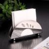 LUCBEI Tissue Box Holder Fashion Stainless Steel Paper Towel Seat Table Paper Napkin Holder Square Towel Clip Western Cafe Semi-Circle Vertical Paper Towel Holder Decorative Napkin Holder view 2