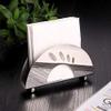 LUCBEI Tissue Box Holder Fashion Stainless Steel Paper Towel Seat Table Paper Napkin Holder Square Towel Clip Western Cafe Semi-Circle Vertical Paper Towel Holder Decorative Napkin Holder view 3